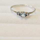 Petite 3-Stone Genuine Light Blue Topaz 925 Sterling Silver Promise Ring