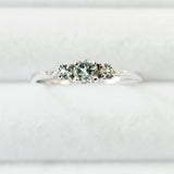 Petite 3-Stone Genuine Light Blue Topaz 925 Sterling Silver Promise Ring