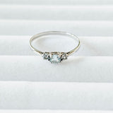 Petite 3-Stone Genuine Light Blue Topaz 925 Sterling Silver Promise Ring