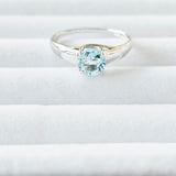 1.56ct. Genuine Round Shape Blue Topaz 925 Sterling Silver Solitaire Ring-Sz 10