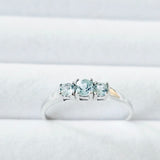 3-Stone Genuine Light Blue Topaz 925 Sterling Silver Promise Ring- USA Sz 9.5