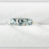 3-Stone Genuine Light Blue Topaz 925 Sterling Silver Promise Ring USA Sz. 10