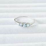 3-Stone Genuine Light Blue Topaz 925 Sterling Silver Promise Ring- USA Sz 9.5