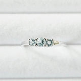 3-Stone Genuine Light Blue Topaz 925 Sterling Silver Promise Ring- USA Sz 9.5