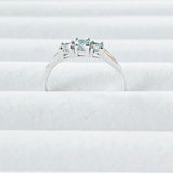 3-Stone Genuine Light Blue Topaz 925 Sterling Silver Promise Ring- USA Sz 9.5