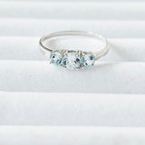 3-Stone Genuine Light Blue Topaz 925 Sterling Silver Promise Ring USA Sz. 10