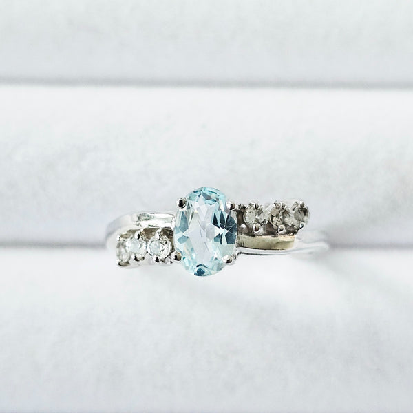 Genuine Sky Blue Topaz 925 Sterling Silver Engagement Ring - USA Sz 7