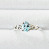 Genuine Sky Blue Topaz 925 Sterling Silver Engagement Ring - USA Sz 9
