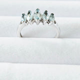 5-Stone Marquise Genuine Blue Topaz 925 Sterling Silver Promise Ring USA Sz. 7