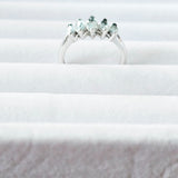 5-Stone Marquise Genuine Blue Topaz 925 Sterling Silver Promise Ring USA Sz. 7