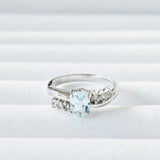 Genuine Sky Blue Topaz 925 Sterling Silver Engagement Ring - USA Sz 7