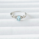 Genuine Sky Blue Topaz 925 Sterling Silver Engagement Ring - USA Sz 9