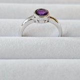 7MM Round Natural African Amethyst 925 Sterling Silver Solitair Ring