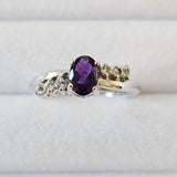 Natural African Amethyst & White Topaz 925 Sterling Silver Engagement Ring - Sz9