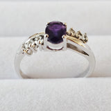 Natural African Amethyst & White Topaz 925 Sterling Silver Engagement Ring - Sz9