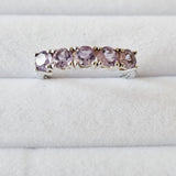 1.1ct. 5-Stone Natural Amethyst 925 Sterling Silver Ring - size 9