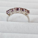1.1ct. 5-Stone Natural Amethyst 925 Sterling Silver Ring - size 9