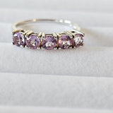1.1ct. 5-Stone Natural Amethyst 925 Sterling Silver Ring - size 9