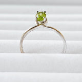 Natural Peridot White Gold Plated 925 Sterling Silver Knot Stackable Ring