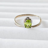 Natural Peridot White Gold Plated 925 Sterling Silver Knot Stackable Ring