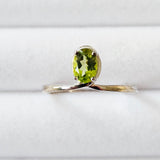 Natural Peridot White Gold Plated 925 Sterling Silver Knot Stackable Ring