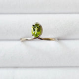 Natural Peridot White Gold Plated 925 Sterling Silver Knot Stackable Ring