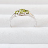 Genuine Natural Peridot 925 Sterling Silver Petite 3-Stone Promise Ring