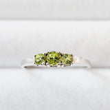 Genuine Natural Peridot 925 Sterling Silver Petite 3-Stone Promise Ring