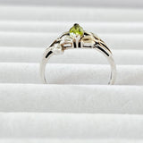 Natural Peridot Antique Finish 925 Sterling Silver Leaf Solitaire Ring
