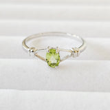 Genuine Natural Peridot 925 Sterling Silver Solitaire Ring