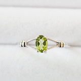 Genuine Natural Peridot 925 Sterling Silver Solitaire Ring