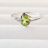 Genuine Natural Peridot & White Topaz 925 Sterling Silver Engagement Ring