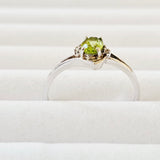 Genuine Natural Peridot & White Topaz 925 Sterling Silver Engagement Ring
