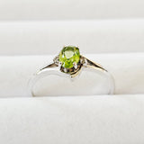 Genuine Natural Peridot & White Topaz 925 Sterling Silver Engagement Ring