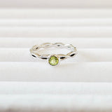 Genuine Natural Peridot 925 Sterling Silver Stack/Stackable Ribbon Ring