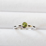 Genuine Natural Peridot 925 Sterling Silver Stack/Stackable Ribbon Ring