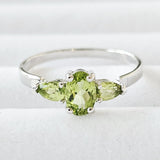 Genuine Natural Peridot White Gold Plated 925 Sterling Silver Engage-Sz 10