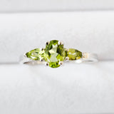 Genuine Natural Peridot White Gold Plated 925 Sterling Silver Engage-Sz 10