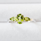 Genuine Natural Peridot White Gold Plated 925 Sterling Silver Engage-Sz 10