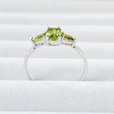 Genuine Natural Peridot White Gold Plated 925 Sterling Silver Engage-Sz 10