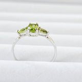 Genuine Natural Peridot White Gold Plated 925 Sterling Silver Engage-Sz 10