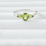 Genuine Natural Peridot White Gold Plated 925 Sterling Silver Engage-Sz 10