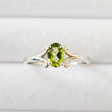 Natural Peridot White Gold Plt 925 Sterling Silver Victorian Swirl Solitair Ring