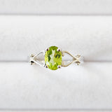 Genuine Peridot White Gold Plt 925 Sterling Silver Victorian Swirl Solitair Ring