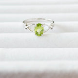 Genuine Peridot White Gold Plt 925 Sterling Silver Victorian Swirl Solitair Ring