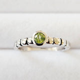 Genuine Natural Peridot Real 925 Sterling Silver Stack/Stackable Solitaire Ring