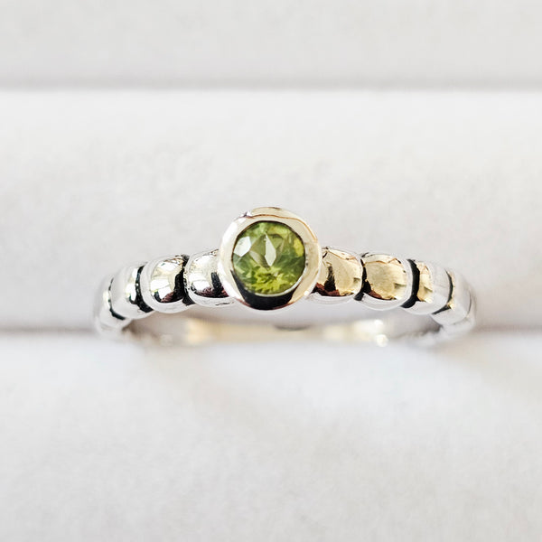Genuine Natural Peridot Real 925 Sterling Silver Stack/Stackable Solitaire Ring