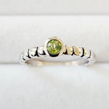 Genuine Natural Peridot Real 925 Sterling Silver Stack/Stackable Solitaire Ring