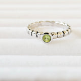 Genuine Natural Peridot Real 925 Sterling Silver Stack/Stackable Solitaire Ring