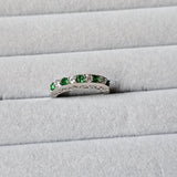 Tsavorite Green & White Cubic Zirconia 925 Sterling Silver Journey Ring
